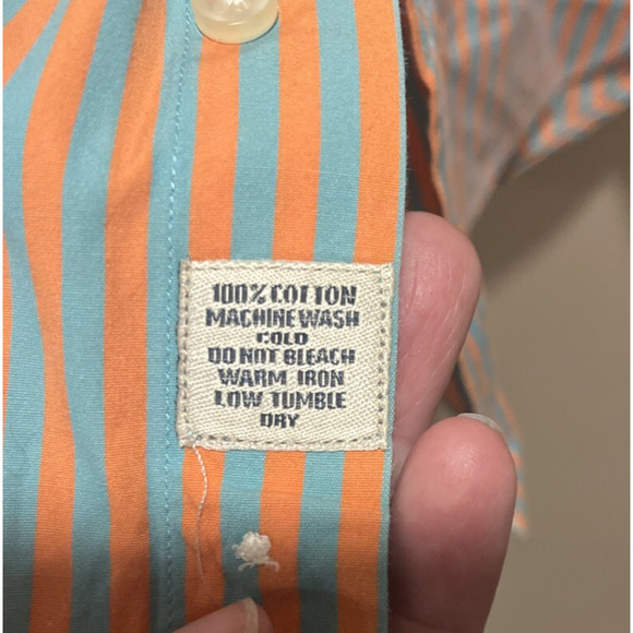 Peter Millar Men's Orange Green Striped Button Up Cotton M Business Casual - Picture 4 of 12